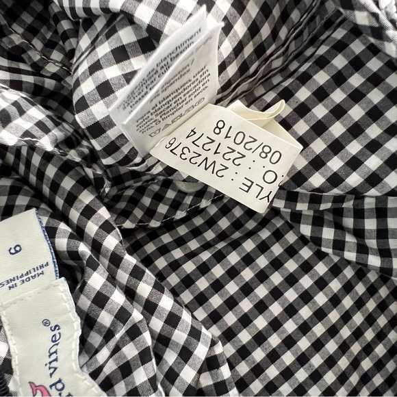 Vineyard Vines Gingham Ruffle Popover Blouse Shirt Top Black Raglan Poplin US 6 - Picture 10 of 10